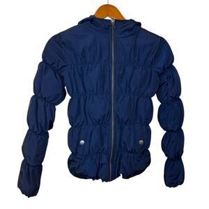 Bethany Mota Jacket Women X Small‎ Navy Hooded Puffer Full Zip Preppy Winter